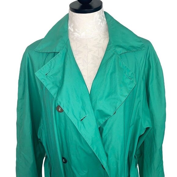 Finn Flare Trench Coat Womens Size 10 Vintage Lightweight Polyester Cotton Green - Picture 5 of 12